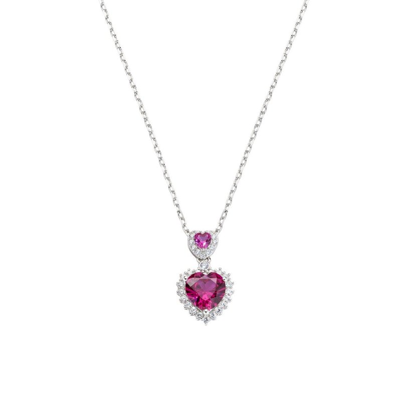 Amen - Collana Con Due Cuori Rossi - Argento 925