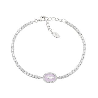 Amen - Bracciale Tennis - Zirconi Bianchi - Smalto Rosa