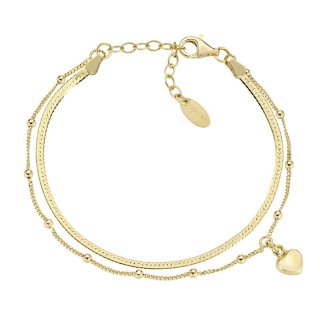 Amen - Bracciale Doppia Catena - Cuore - Argento