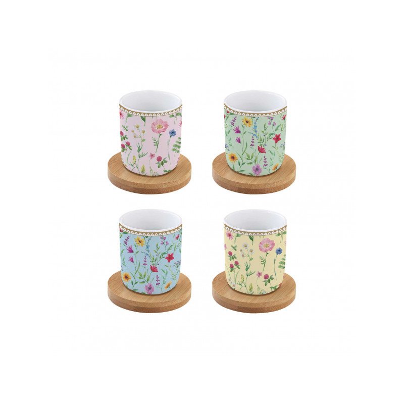 Easy Life - Set 4 Bicchierini Caffè - Bamboo - Meadow Flowers
