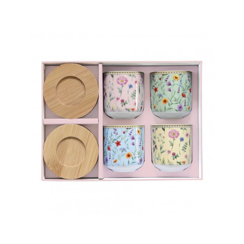 Easy Life - Set 4 Bicchierini Caffè - Bamboo - Meadow Flowers