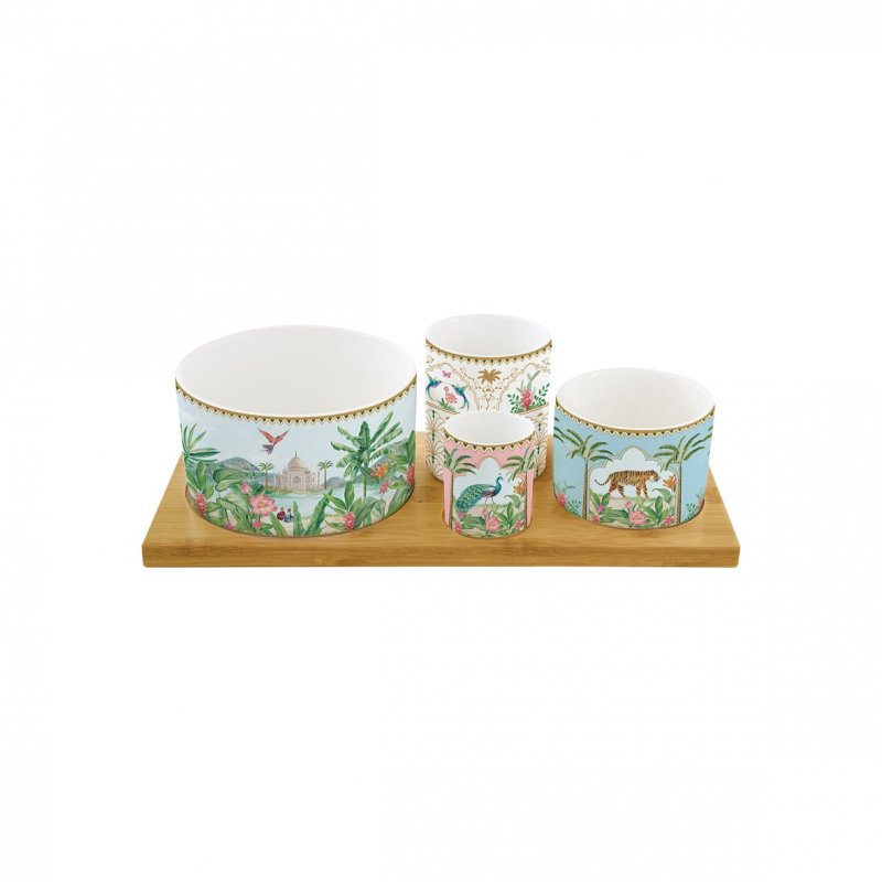 Easy Life - Set Aperitivo Bamboo - 4 Ciotole - Porcellana