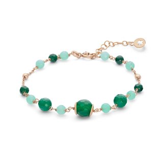 Bracciale Argento 925‰ Con Agata, Giada E Quarzo Colorati
