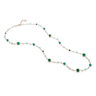 Collana Argento 925‰ Con Agata, Giada E Quarzo Colorati