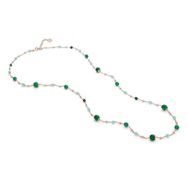 Collana Argento 925‰ Con Agata, Giada E Quarzo Colorati