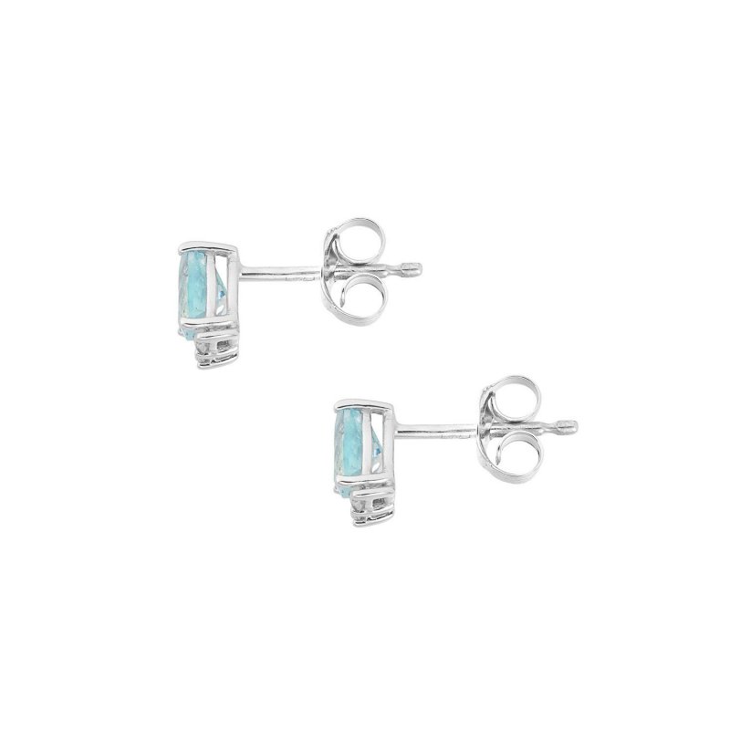 Orecchini Oro 750‰, Diamanti E Acquamarina Goccia