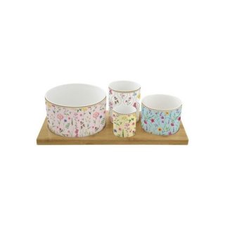 Easy Life - Set Aperitivo Meadow Flowers - Bamboo E Porcellana