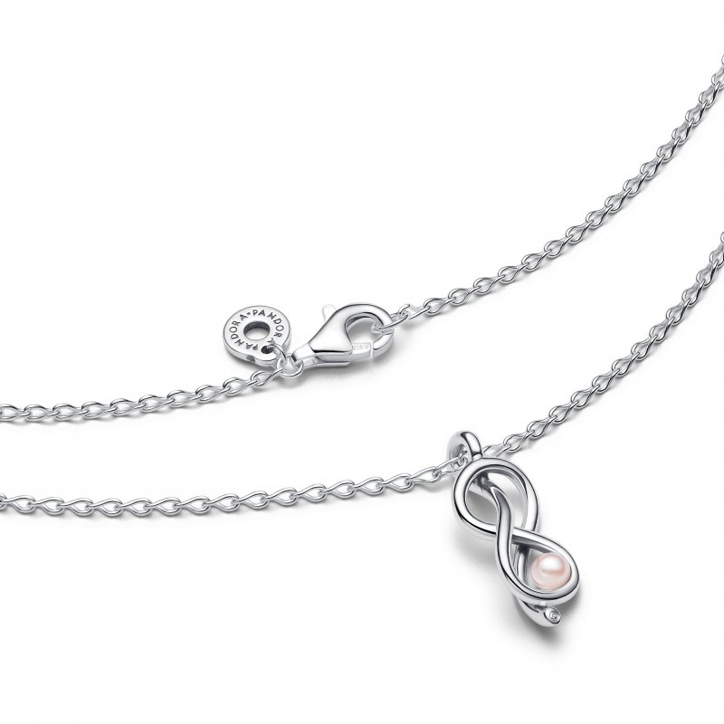 Collana Legame Infinito con Perla Rosa Artificiale