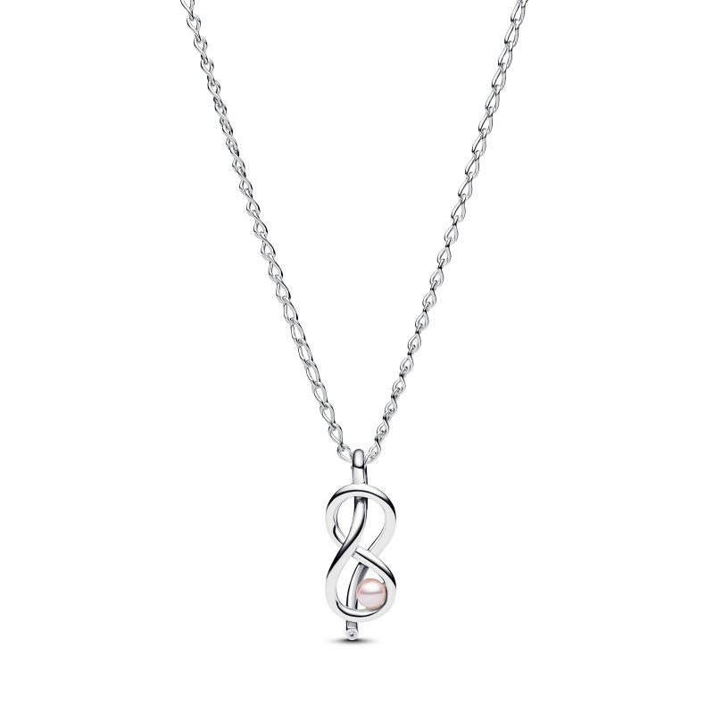 Collana Legame Infinito con Perla Rosa Artificiale