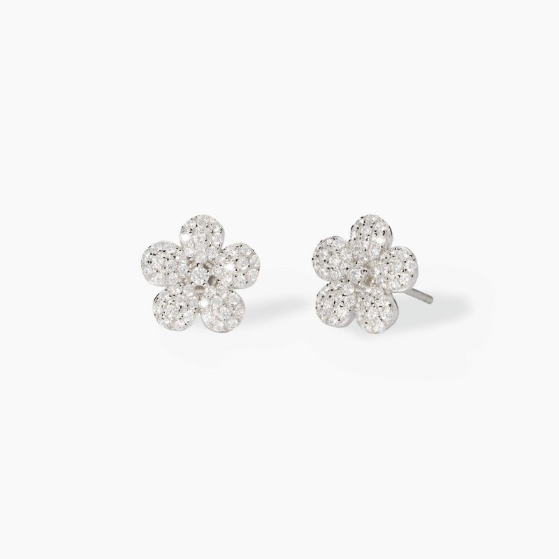Mabina - Orecchini A Fiore - Zirconi Bianchi - Argento
