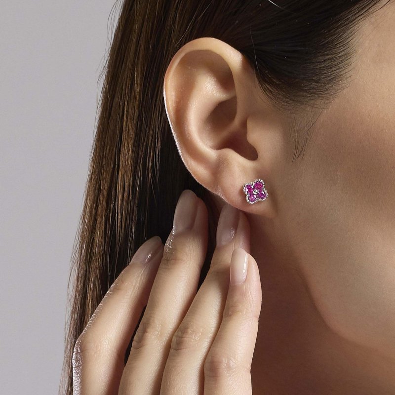 Mabina - Orecchini Con Fiore Rosa Jasmine - Argento