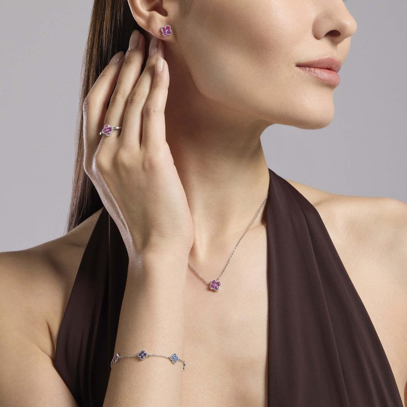 Mabina - Orecchini Con Fiore Rosa Jasmine - Argento
