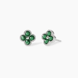 Mabina - Orecchini Con Fiore Verde Jasmine - Argento