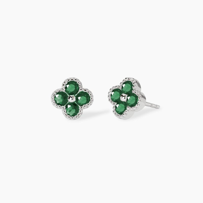 Mabina - Orecchini Con Fiore Verde Jasmine - Argento