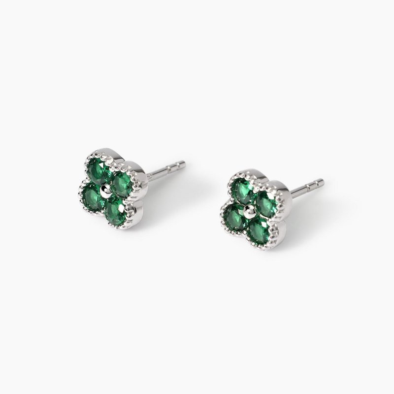 Mabina - Orecchini Con Fiore Verde Jasmine - Argento