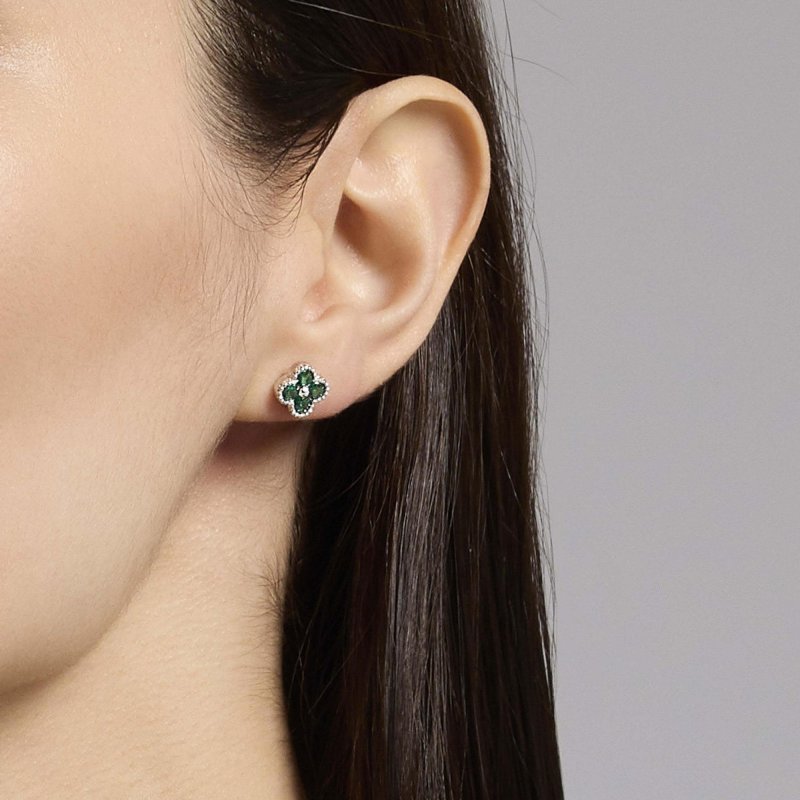 Mabina - Orecchini Con Fiore Verde Jasmine - Argento