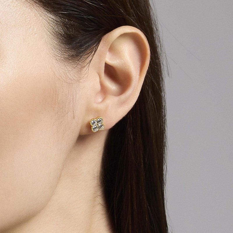 Mabina - Orecchini Fiore Zirconi - Argento 18K