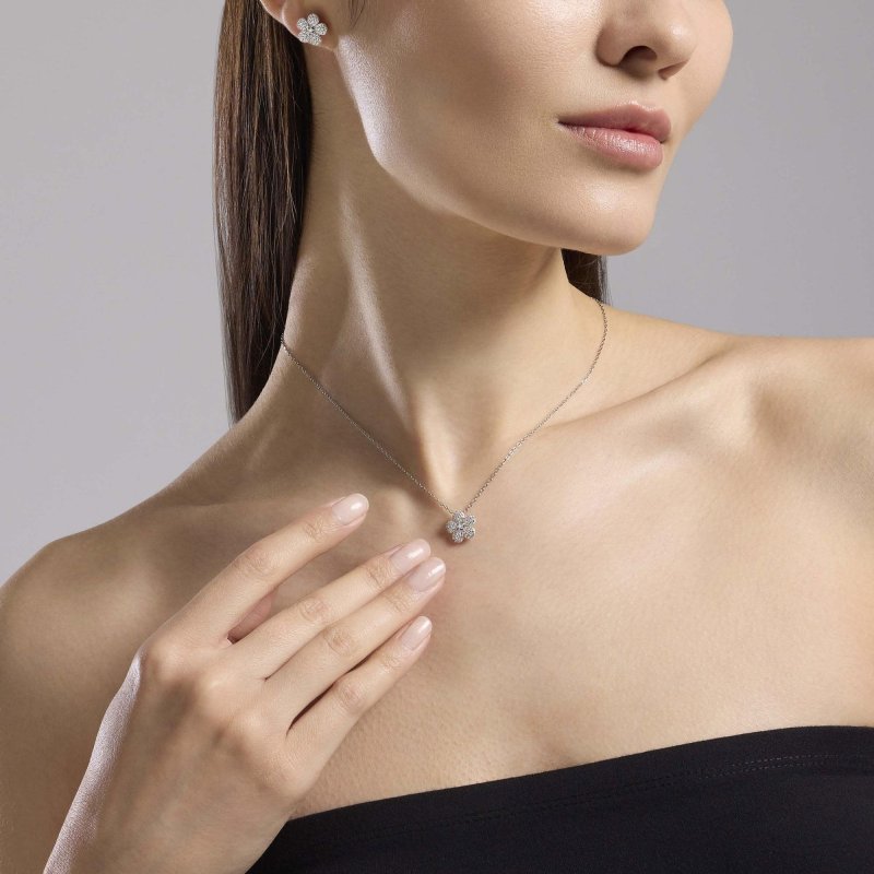 Mabina - Girocollo In Argento - Fiore In Zirconi