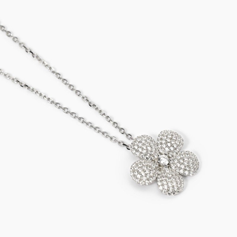 Mabina - Girocollo In Argento - Fiore Zirconi