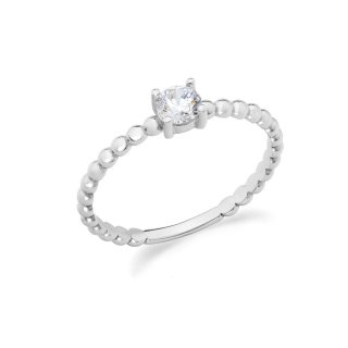 Ambrosia Gioielli - Anello Oro Bianco - Zircone Elegante