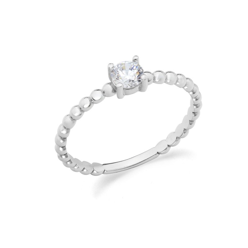 Ambrosia Gioielli - Anello Oro Bianco - Zircone Elegante