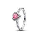 Anello Cuore in Rilievo Rosa