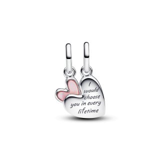 Charm Pendente Unione di Cuori Mamma e Figlia divisibile