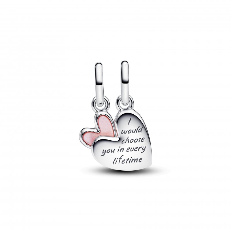 Charm Pendente Unione di Cuori Mamma e Figlia divisibile