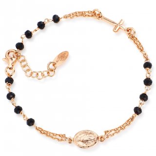 Amen - Bracciale Rosario - Cristalli Neri - Argento