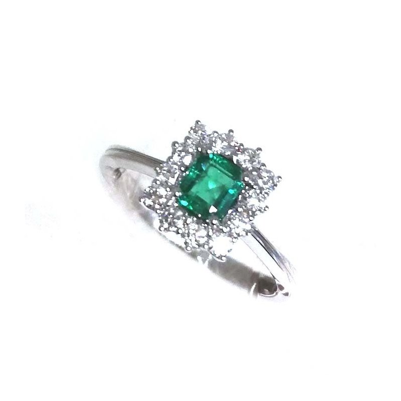 Damiani - Anello Oro Bianco - Diamante E Smeraldo