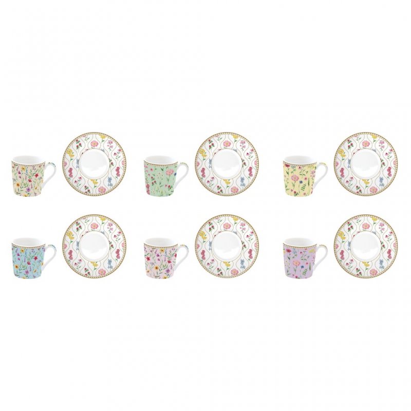 Set 6 tazzine espr.100 ml c/piattini in gift box MEADOW FLOWERS - Easy life