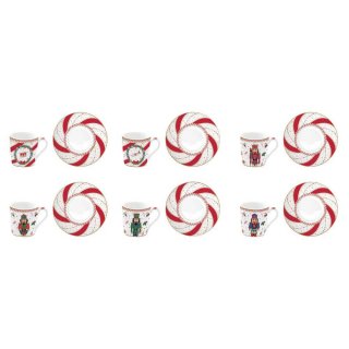 Set 6 tazzine espr.100 ml c/piattini in gift box NUTCRACKER TWIST