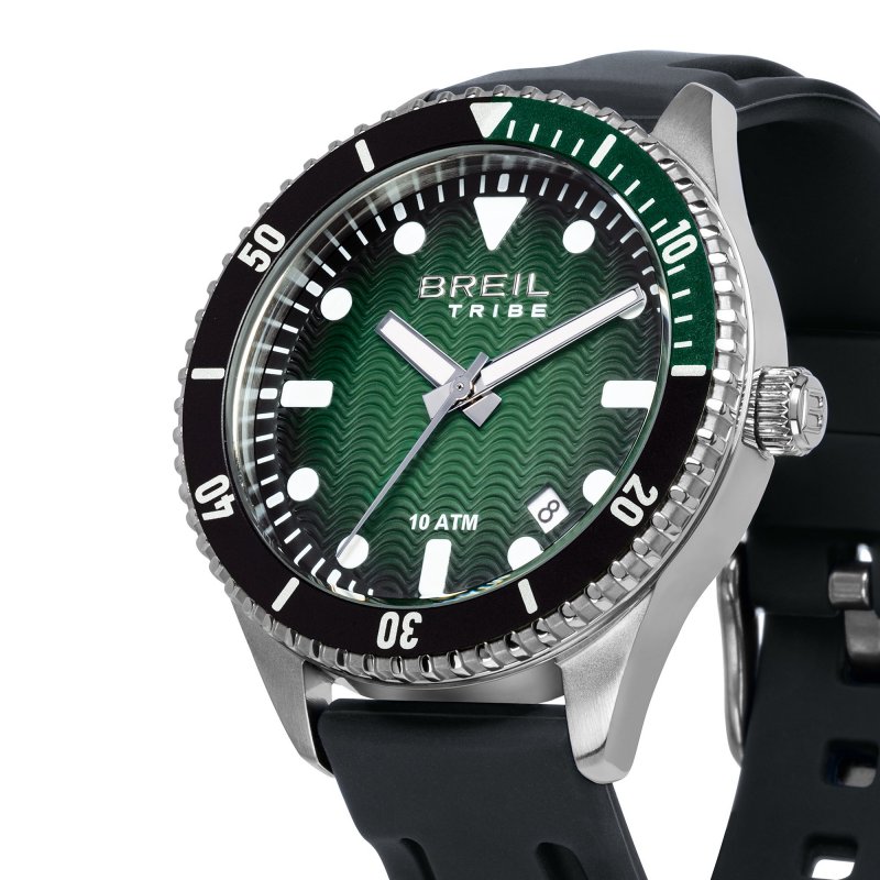 Breil Tribe - Overhand Solo Tempo - Silicone Nero - Verde
