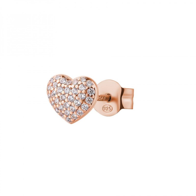 Rosato - Mono Orecchino Cuore - Argento - Zirconi