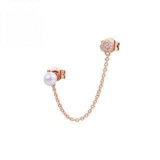 Rosato - Orecchino Doppio Con Catena - Argento - Zirconi