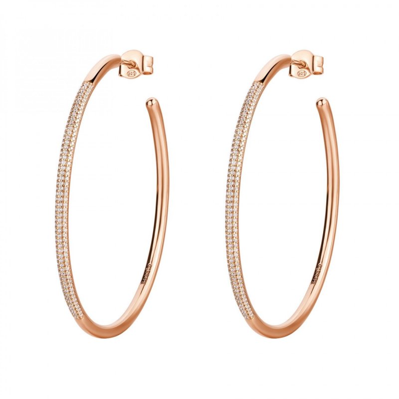 Rosato - Orecchini Cerchio - Placcatura Oro Rosa - Zirconi