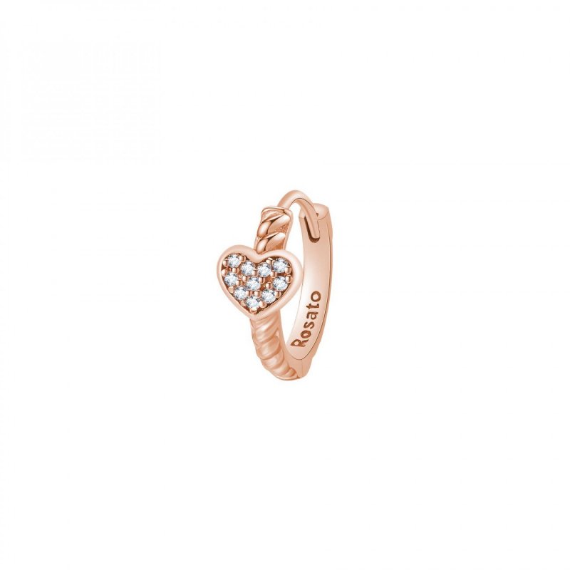 Rosato - Mono Orecchino Cerchietto - Argento - Zirconi
