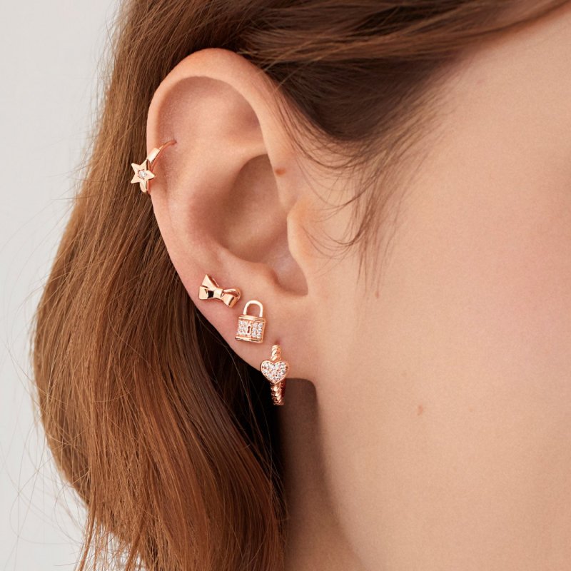 Rosato - Mono Orecchino Cerchietto - Argento - Zirconi