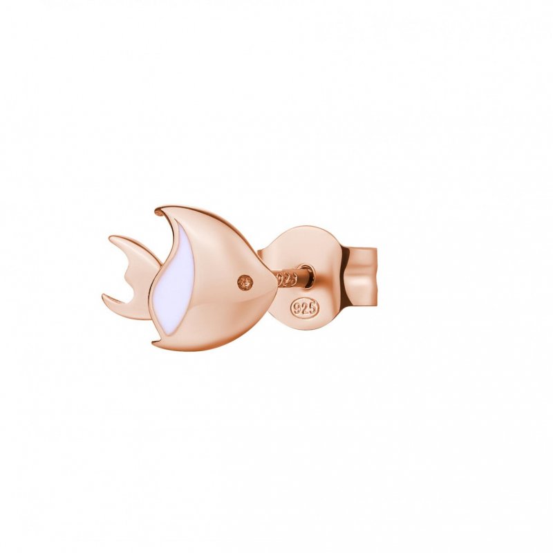 Rosato - Mono Orecchino Pesciolino - Argento - Oro Rosa