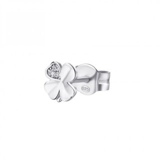 Rosato - Mono Orecchino Quadrifoglio - Argento - Zirconi