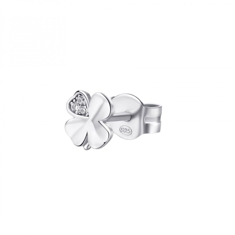 Rosato - Mono Orecchino Quadrifoglio - Argento - Zirconi