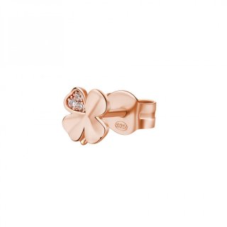 Rosato - Mono Orecchino Quadrifoglio - Argento - Zirconi