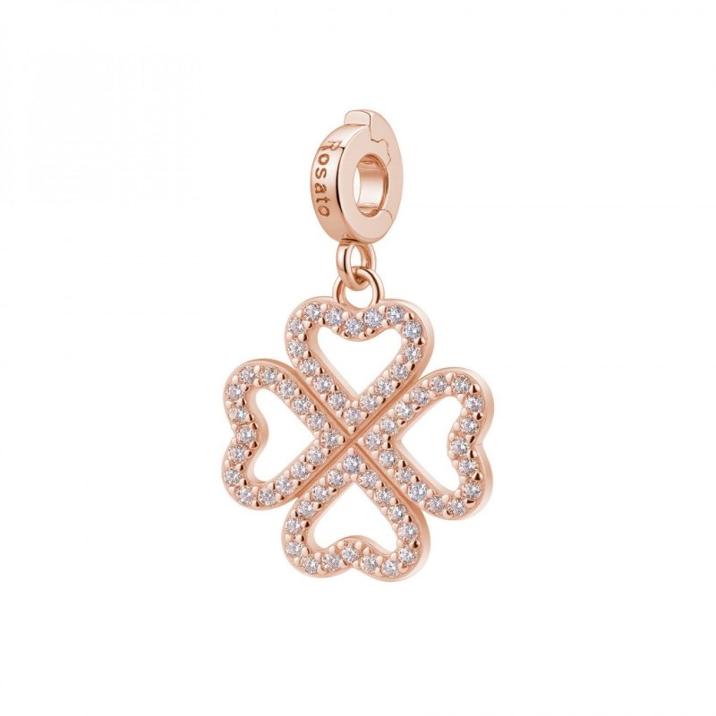 Rosato - Charm Quadrifoglio - Argento - Zirconi