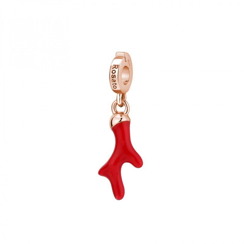 Rosato - Charm Corallo - Argento - Placcatura Oro Rosa