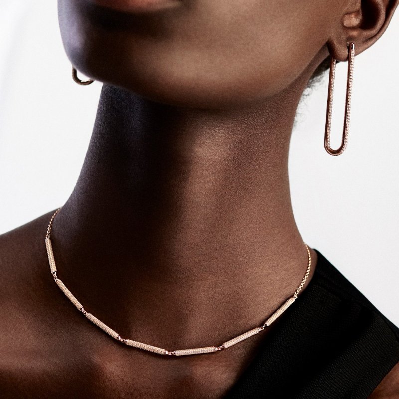 Rosato - Collana Corta - Argento 925‰ - Zirconi
