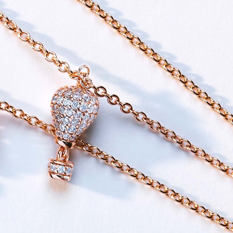Rosato - Collana Corta - Argento 925‰ - Zirconi