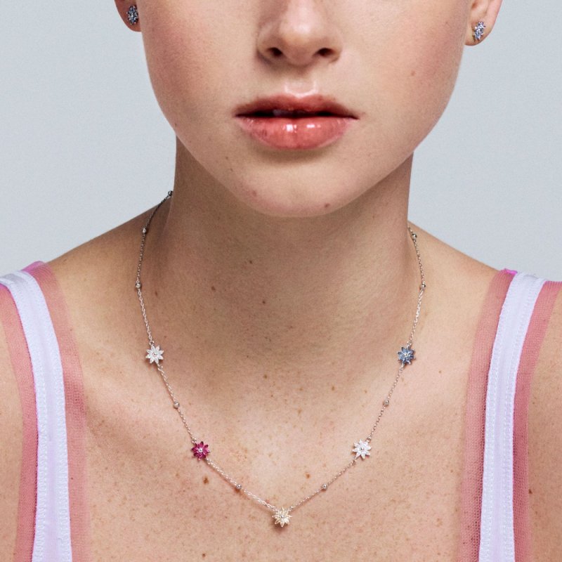 Rosato - Collana Corta - Argento - Zirconi