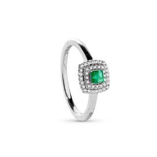Salvini - Anello Oro Bianco - Diamante E Smeraldo