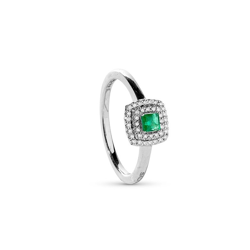 Salvini - Anello Oro Bianco - Diamante E Smeraldo