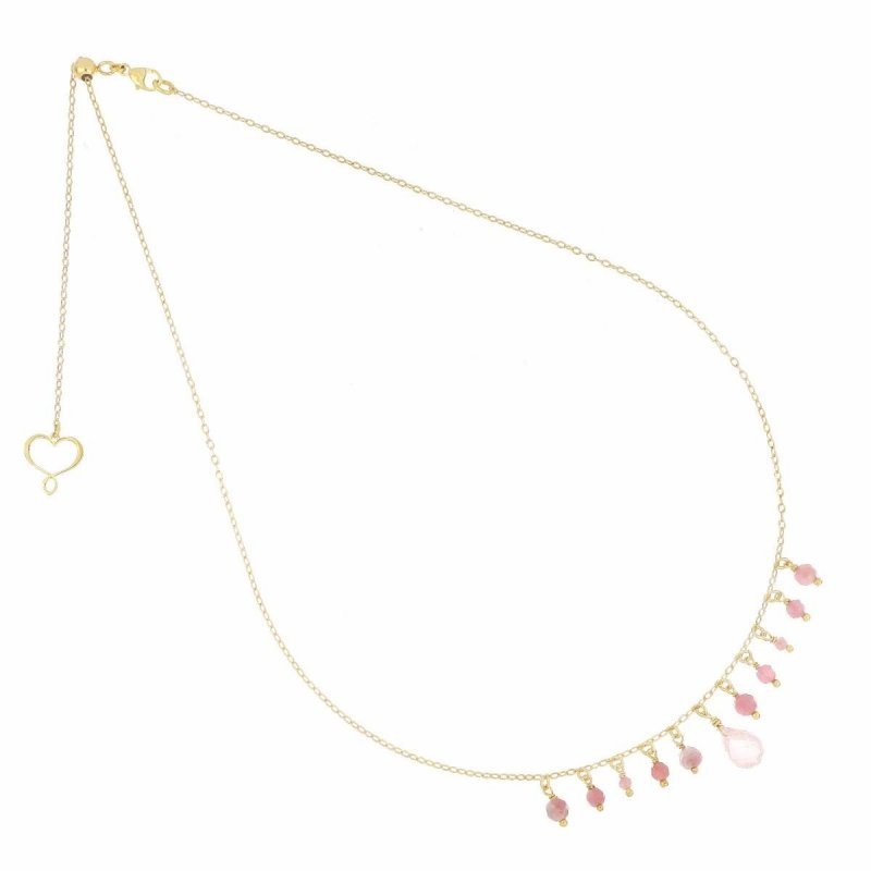 Maman Et Sophie - Girocollo Goccia - Quarzo Rosa E Tormaline